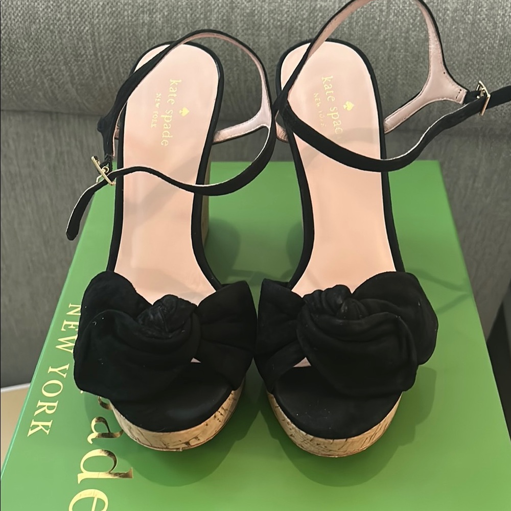 Kate Spade Black Sandals with Ankle Strap and Bow